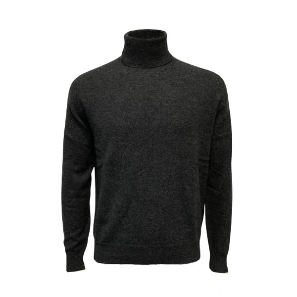 Roll Neck Wool Cashmere Sweater, Charcoal