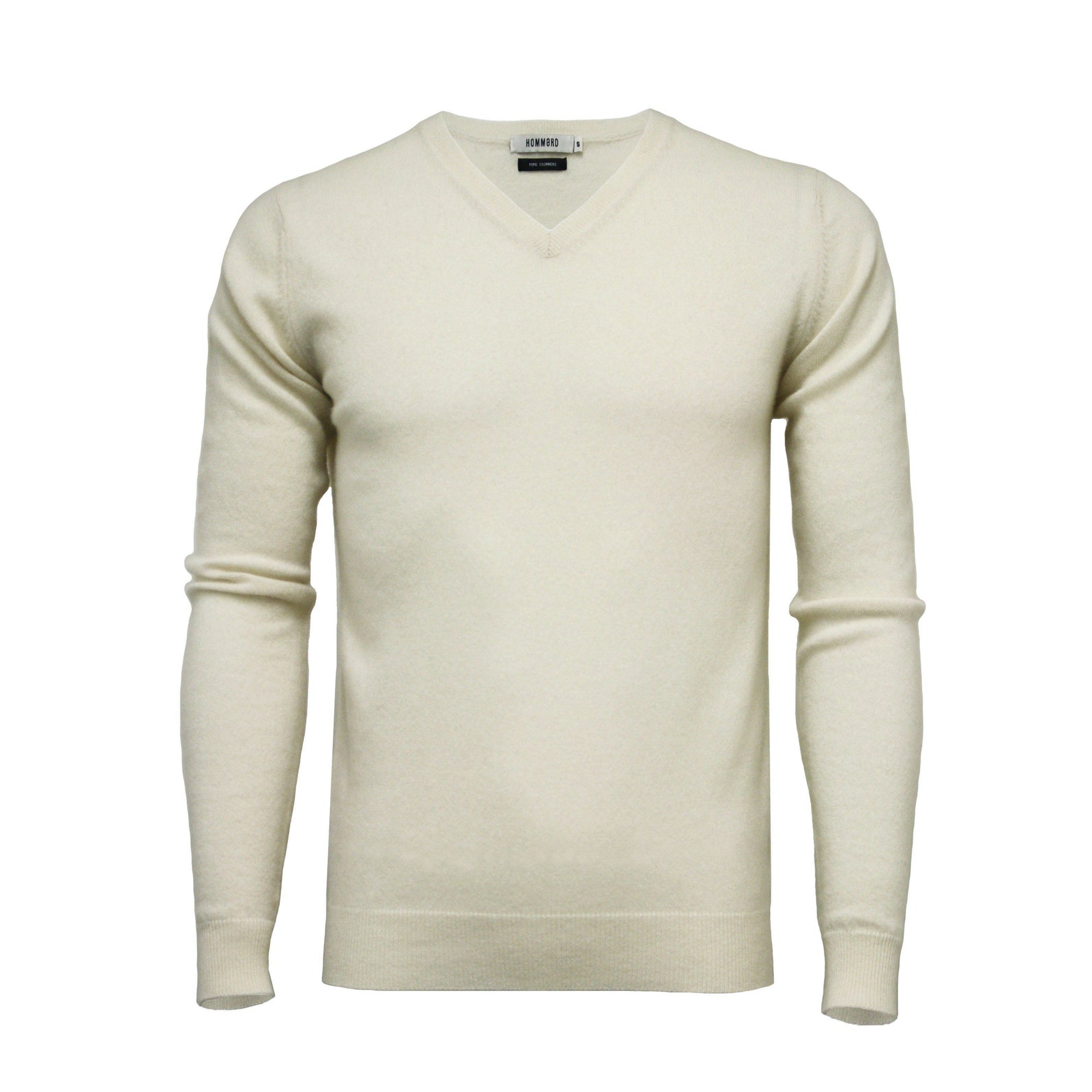 Cream v neck fashion sweater mens